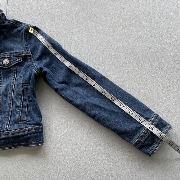 Old Navy Girls Blue Denim Jean Trucker Jacket Long Sleeve Size XS Pockets Casual - Picture 7 of 8